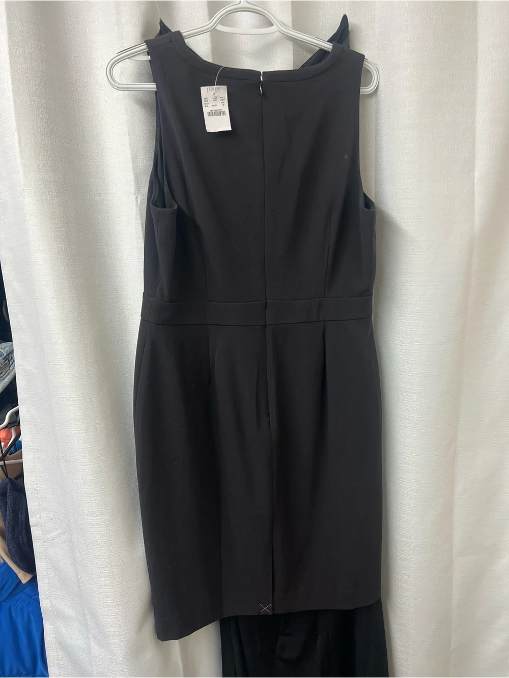 J. Crew Black Sleeveless Midi Dress with Waist Seam